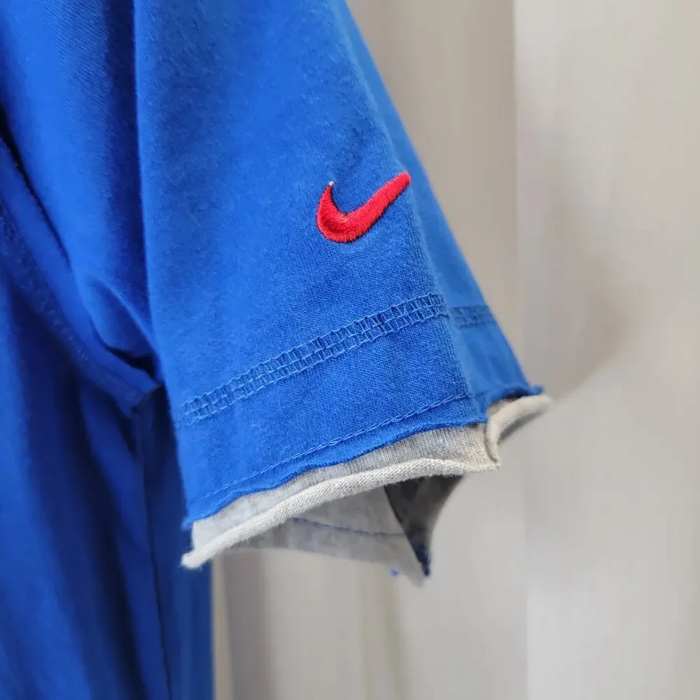 Nike Chicago Cubs Short Sleeve Henley Distressed Layered T, Kids L